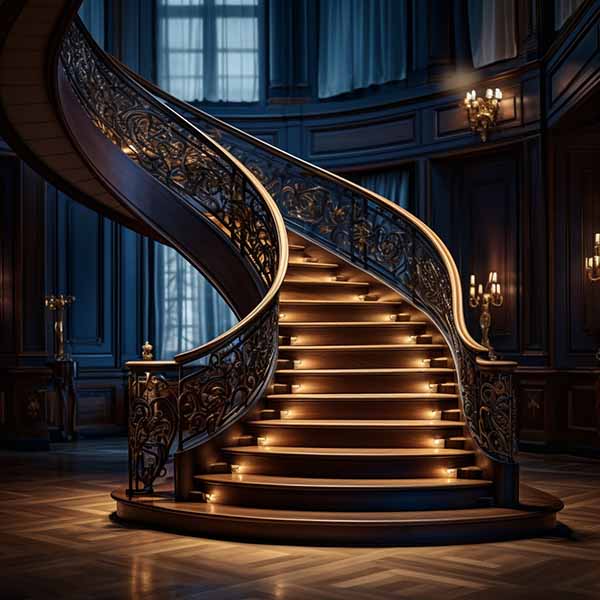 escalera iluminada con luces led